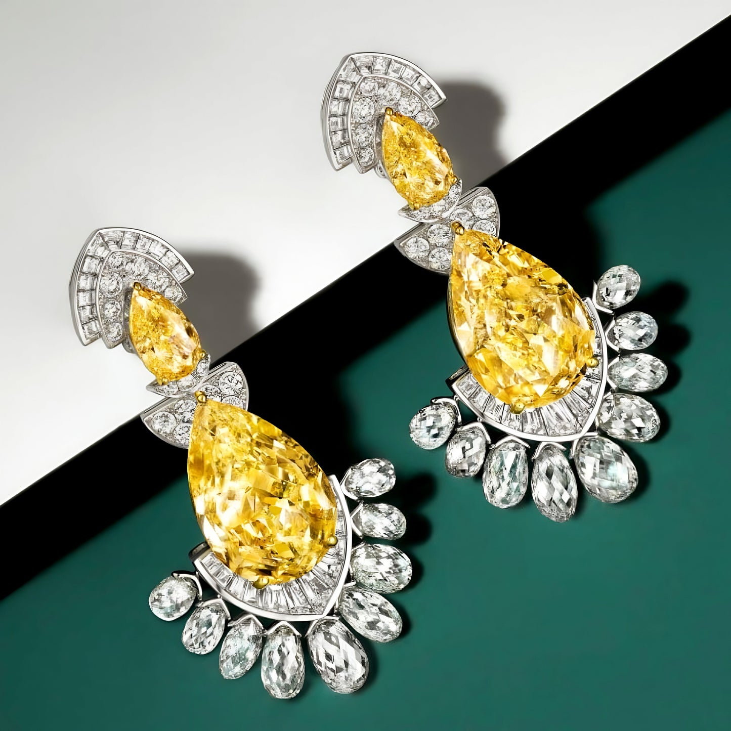 Sunrise Yellow Diamond Fancy Necklace and Earrings Set