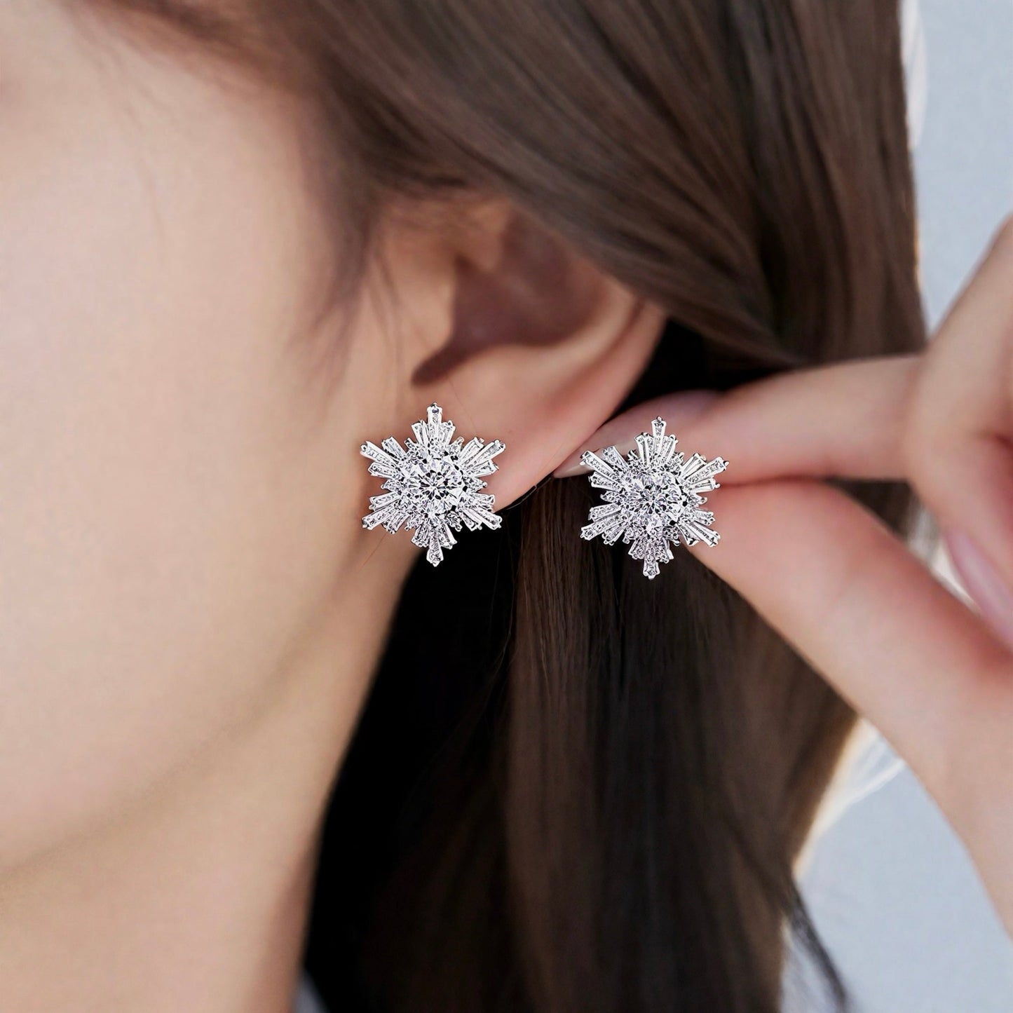 Snowflake Silver-plated Stud Earrings