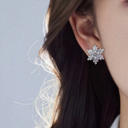 Snowflake Silver-plated Stud Earrings