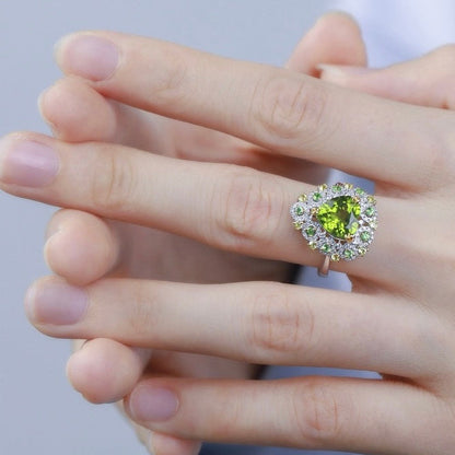 Green Heart Peridot Ring