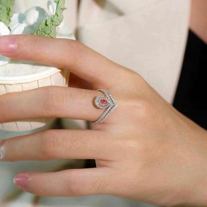 Tear Drop Double Halo Ring