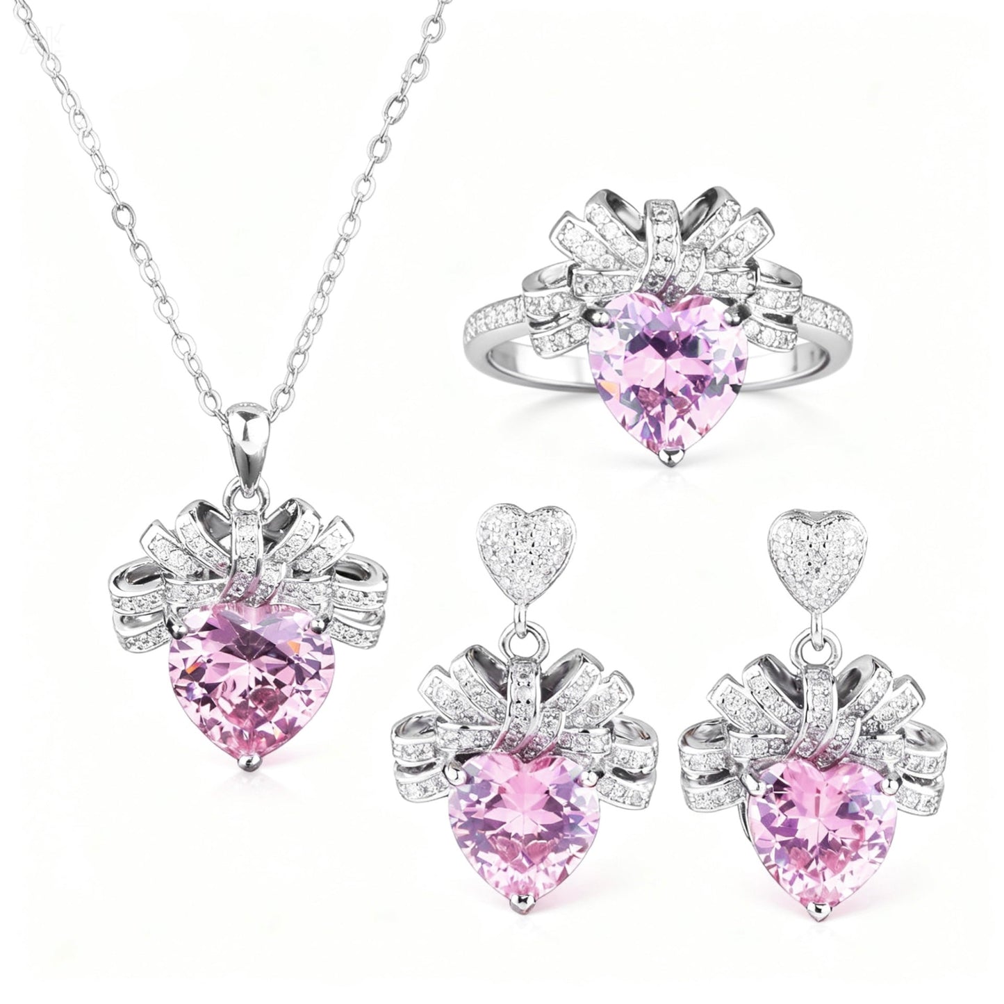 Heart and Bow Pendant Necklace