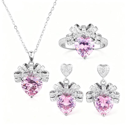 Heart and Bow Pendant Necklace
