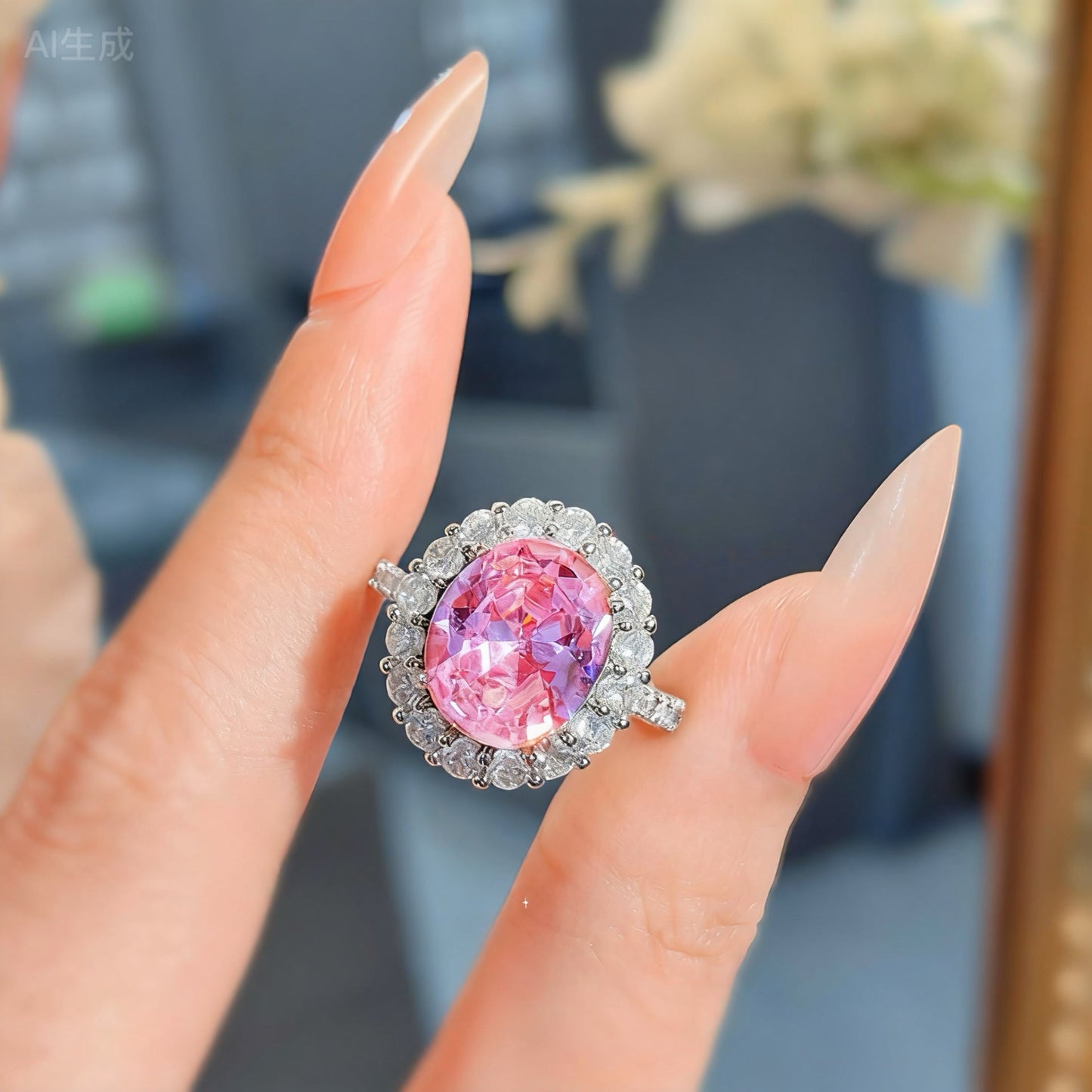 Pink Fantasy Oval Cut Ring