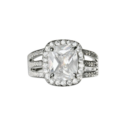 Square Halo Split Shank Ring