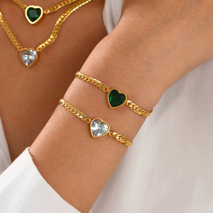 Crystal Heart Snake Chain Set