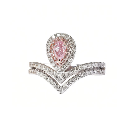 Tear Drop Double Halo Ring