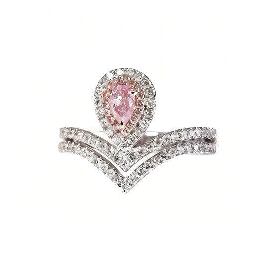 Tear Drop Double Halo Ring