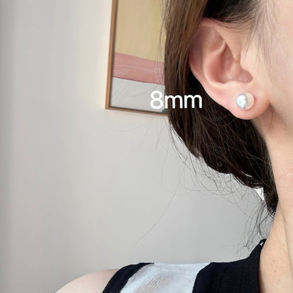 White Round Swarovski Pearl Stud Earrings