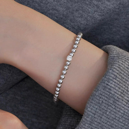 Square Rhinestone Swarovski Pearl Stretch Bracelet