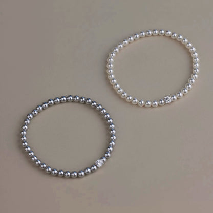 Square Rhinestone Swarovski Pearl Stretch Bracelet