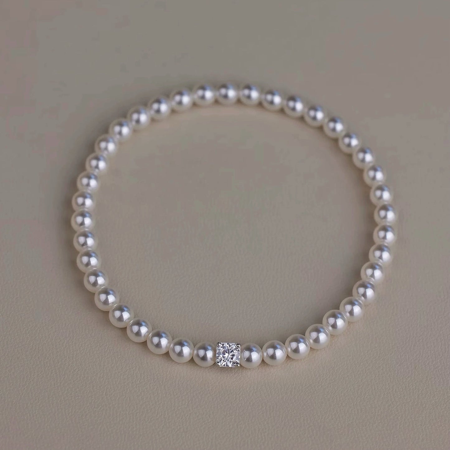 Square Rhinestone Swarovski Pearl Stretch Bracelet