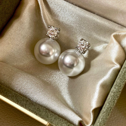 Princess Diana Pearl Pendant Sterling Silver Necklace and Stud Earrings