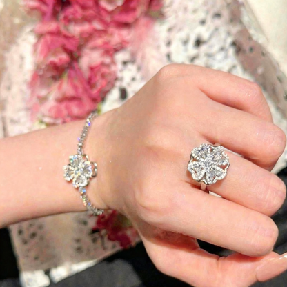Diamond Clover Spinner Worry Stud Earrings