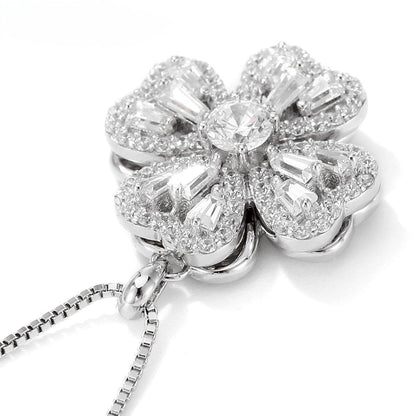 Diamond Clover Spinner Worry Stud Earrings