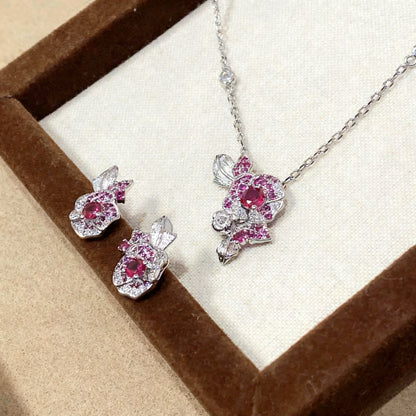 Vintage Rose Ruby Stud Earrings