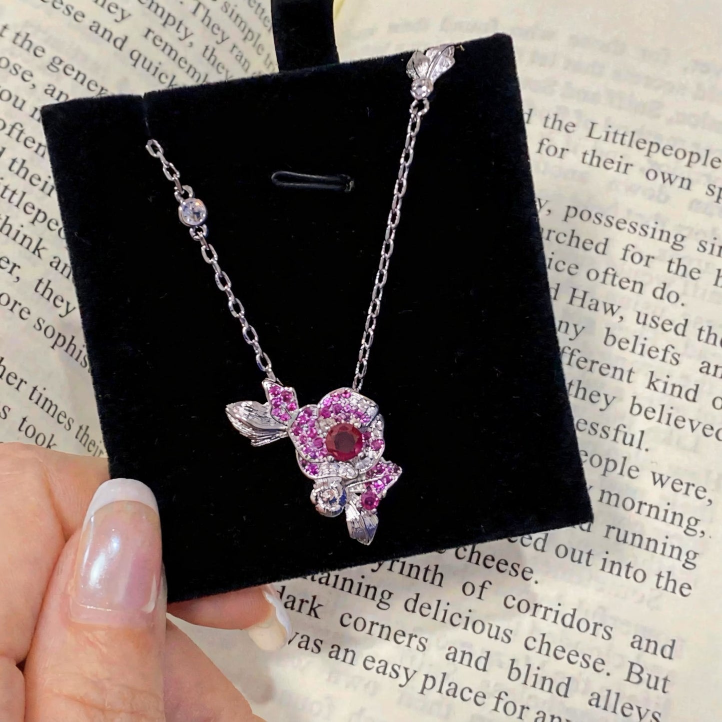 Vintage Rose Ruby Necklace