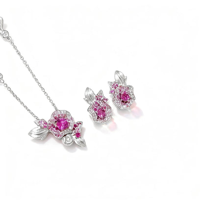 Vintage Rose Ruby Necklace