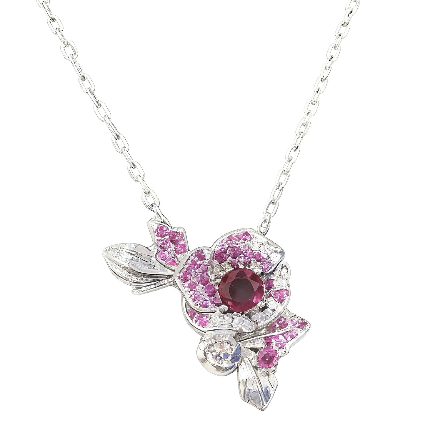 Vintage Rose Ruby Necklace