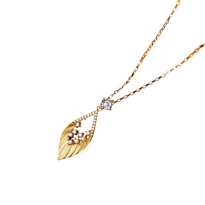 Golden Feather Pendant Necklace