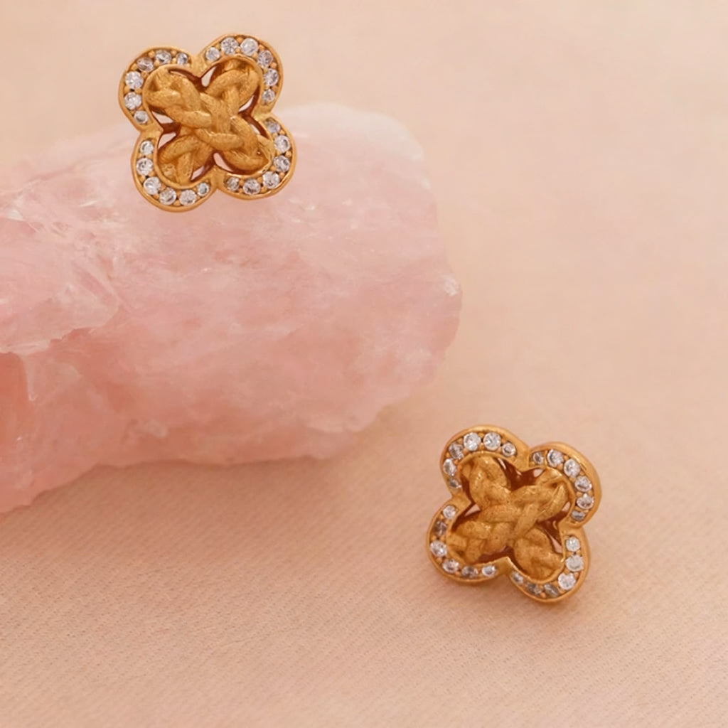 Lucky Clover Braided Stud Earrings