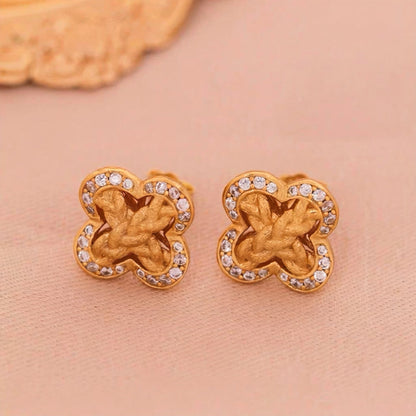 Lucky Clover Braided Stud Earrings
