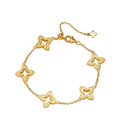 Hollow Clover Brushed Gold Necklace