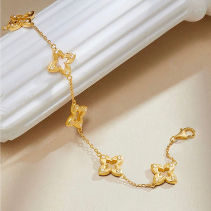 Hollow Clover Brushed Gold Necklace