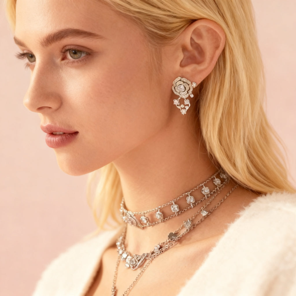 Bouton de Camélia Earrings