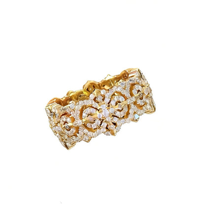 Golden Cross Pavé Band Ring