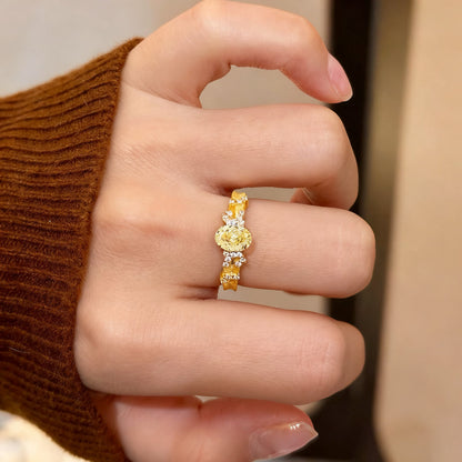 Liora Oval Cut Carbon Diamond Gold Plated Ring