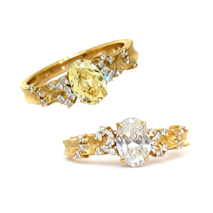 Liora Oval Cut Carbon Diamond Gold Plated Ring