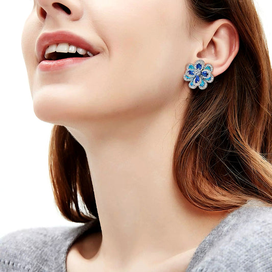 Blue Blossom Sapphire Floral Earrings