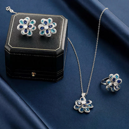 Blue Blossom Sapphire Floral Earrings