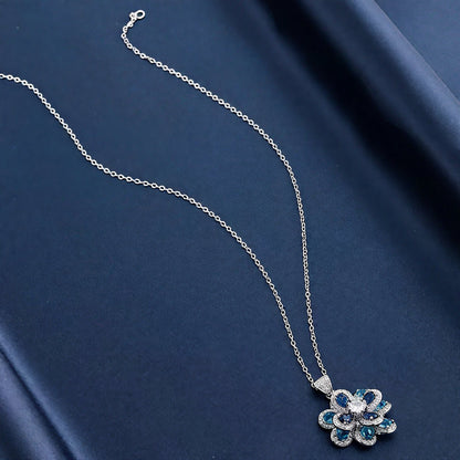 Blue Blossom Sapphire Floral Pendant Necklace