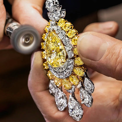Sunrise Yellow Diamond Fancy Necklace and Earrings Set