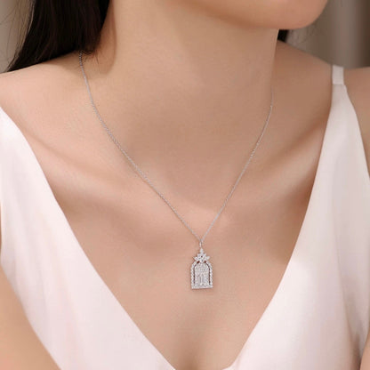 Diamond Gates Pendant Silver Necklace