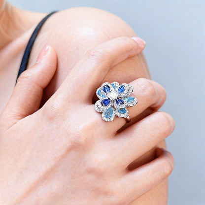 Blue Blossom Sapphire Floral Earrings