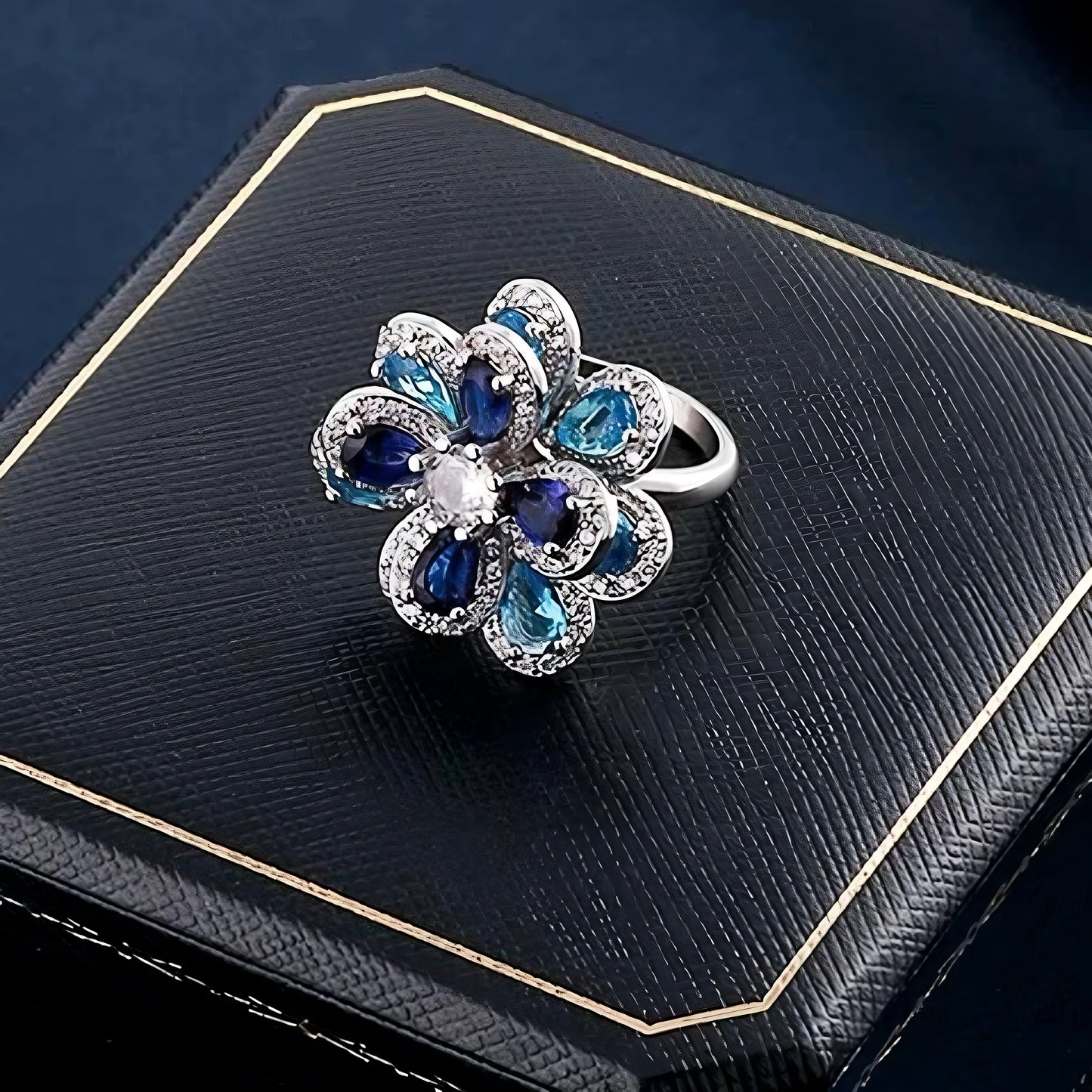 Blue Blossom Sapphire Floral Ring