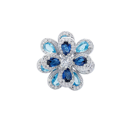 Blue Blossom Sapphire Floral Pendant Necklace