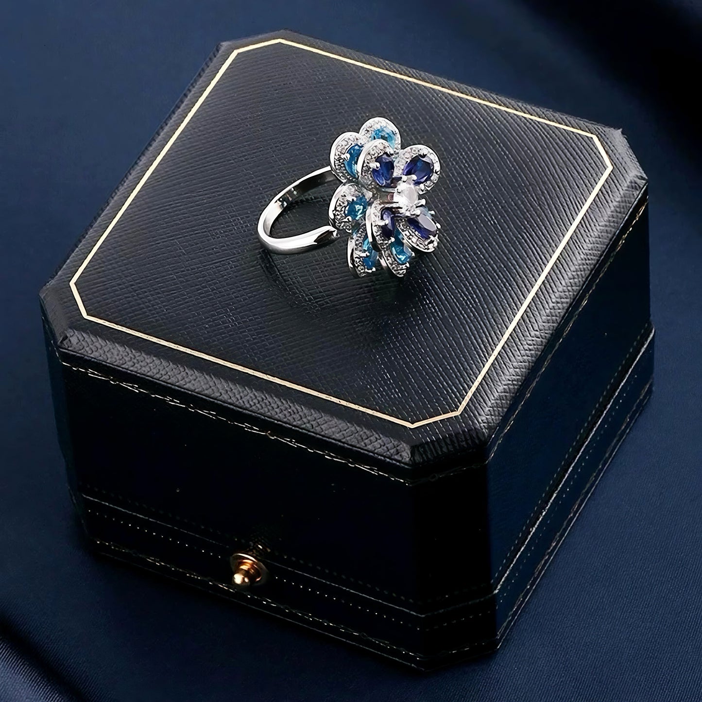 Blue Blossom Sapphire Floral Earrings